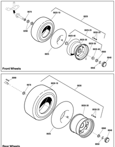 Wheels And Tires Group Diagram and Parts List for 2690992-ELB125380 2011 Briggs and Stratton Lawn Tractor